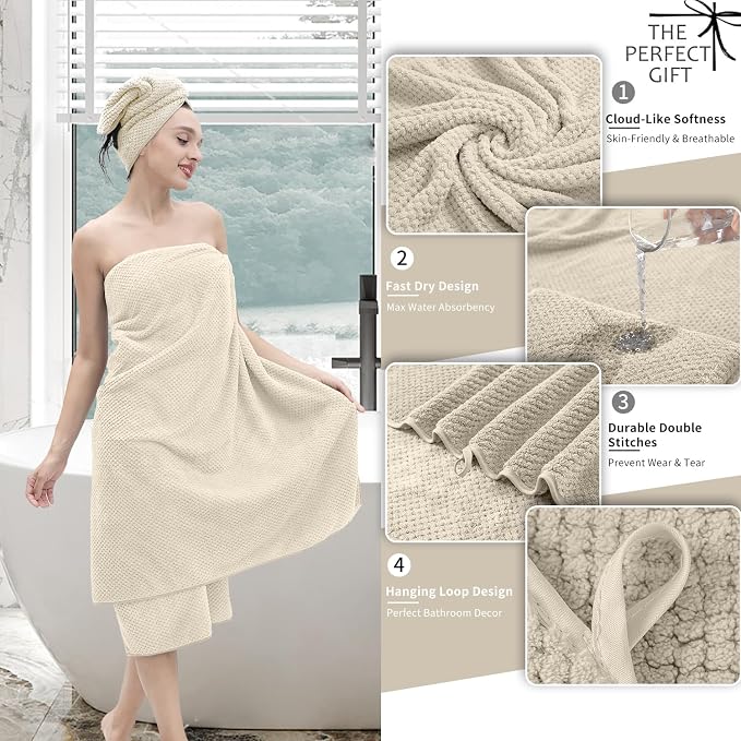 8 Piece Bathroom Towel Set |2 Oversized Bath Towels, 2 Hand Towels, 4 - Image 3