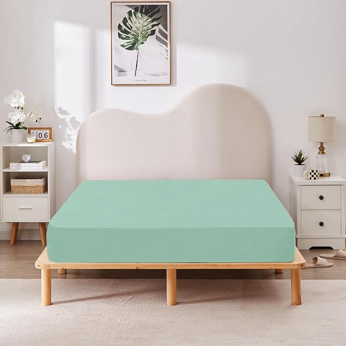 HBHLFZ Twin Fitted Sheet Only, Soft Breathable Bottom Sheet - Image 6