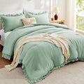 FUANNA King Size Comforter Set Sage Green, 3 Pieces Ruffle King Bedding Set by FUANNA