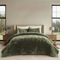 EVERGRACE Velvet Quilt Set Queen Size, Luxurious Soft Striped Channel Bedding by EverGrace