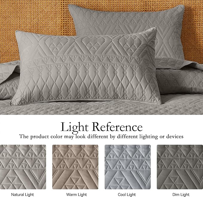 akkialla Twin Size Quilt Bedding Set, Dark Grey Lightweight Microfiber Soft - Image 5
