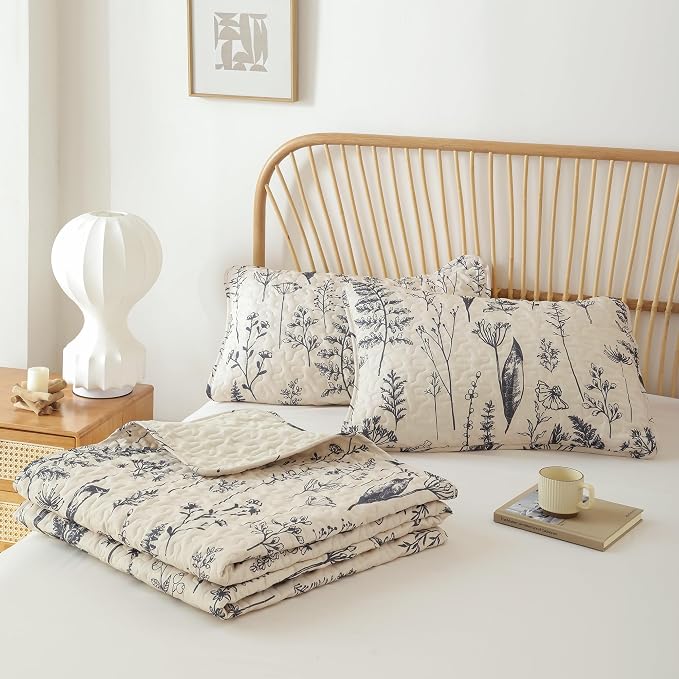 JANZAA Twin Quilt Beige Quilt Bed Spread Boho Quilt - Image 9