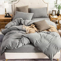 PURE ERA Jersey Knit Duvet Cover Set 100% T-Shirt Cotton Super Soft Comfy 2pc by PUREERA