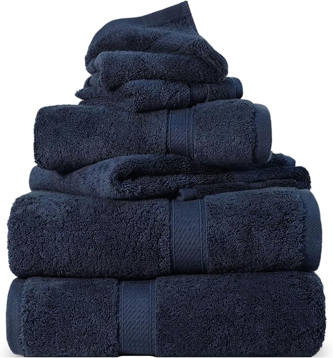SUPERIOR Egyptian Cotton Pile 6 Piece Towel Set, Includes 2 Bath, 2 Hand by SUPERIOR