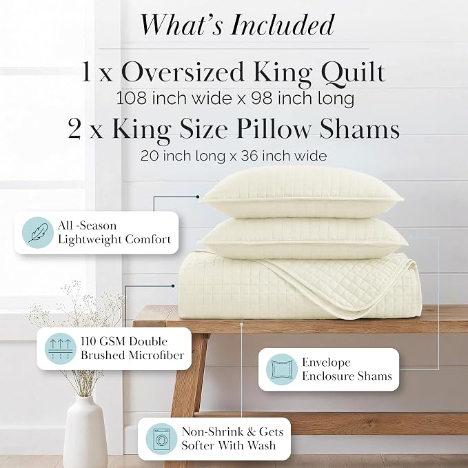 Southshore Fine Living, Inc. Oversized King Quilt Bedding Set, Soft Quilted - Image 2