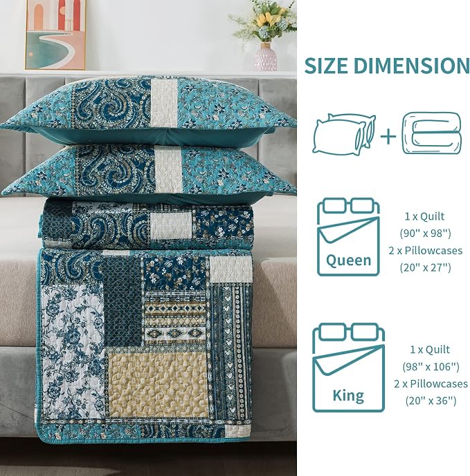 BEDIFANY Cotton King Size Quilt Set, Lightweight Bedspread King Size Coverlet - Image 6