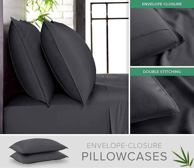 Queen Pillowcases by Pure Bamboo, Genuine 100% Organic Viscose Derived from - Image 2