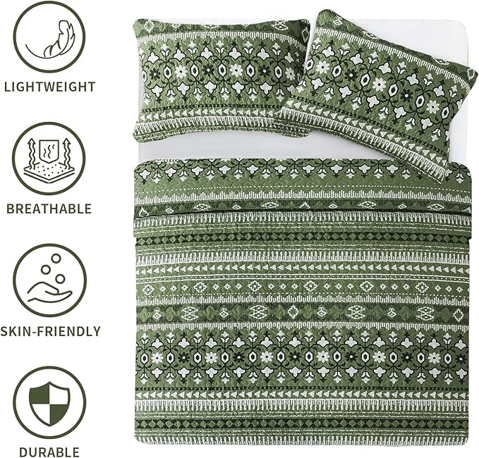 BEDIFANY California King Quilt, Reversible Lightweight Bedspread, Boho Bed - Image 6