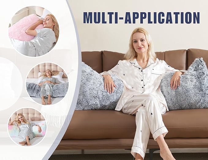 Fluffy Silk Full Body Pillow for Adults 20x54 Satin Body Pillow Cover Pillowcase - Image 9