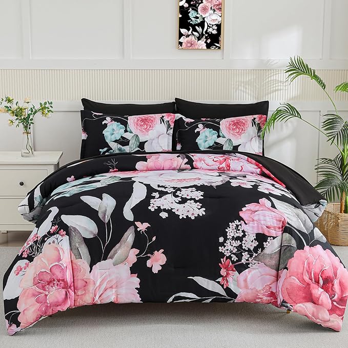 Yogeneg King Size Comforter Set 7 Piece Bed in a Bag, Soft Microfiber Comforter by YOGENEG