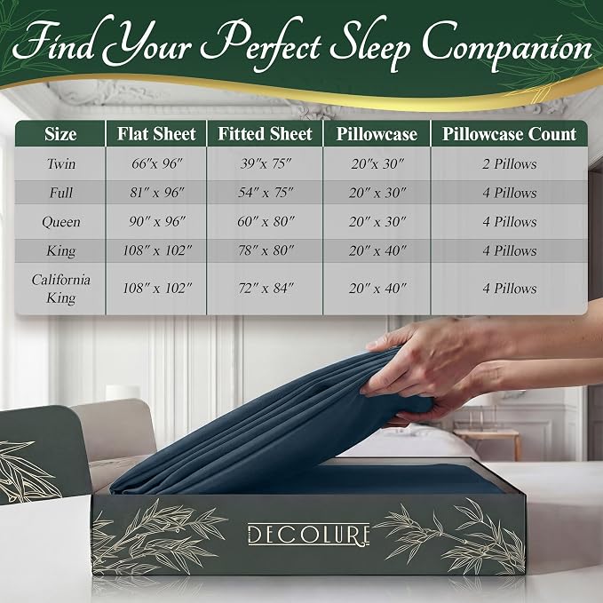 DECOLURE 100% Viscose Derived from Bamboo Sheets Twin Size - Image 8
