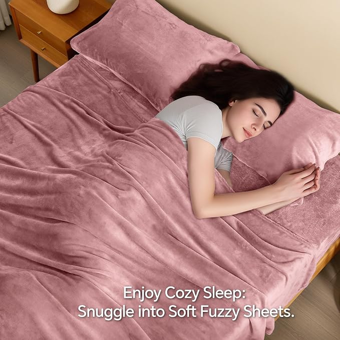 BEDELITE Flannel Sheets King Size Dusty Pink - Image 3