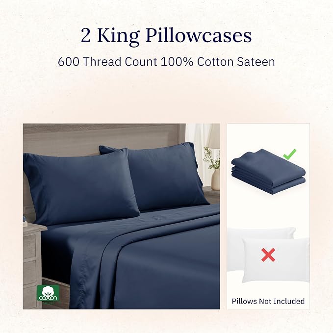 CALIFORNIA DESIGN DEN Luxuriously Soft Hotel Quality 600 Thread Count, 100% - Image 4