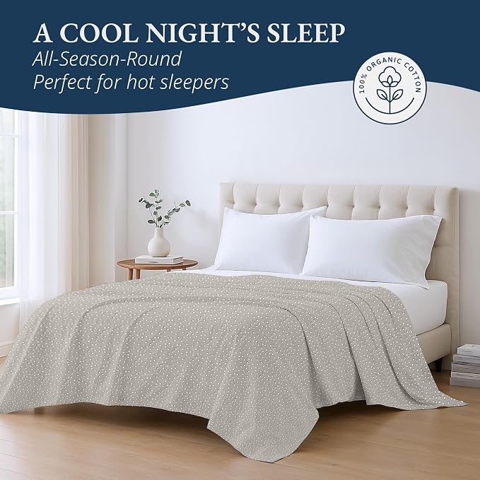 Lane Linen 100% Organic Cotton Twin Size Flat Sheet Only - Image 4