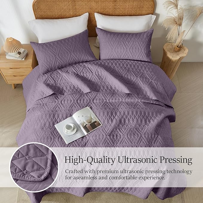 akkialla King/Cal King Quilt Set, Boho Geometric Pattern, Soft All-Season - Image 3