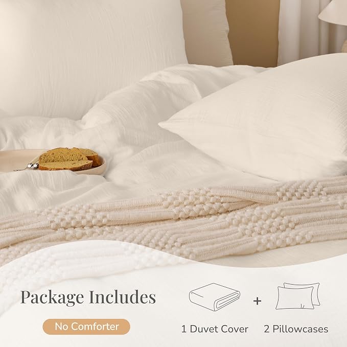 Ivory White Twin Duvet Cover, 100% Sandwashed Cotton Soft Twin Size Duvet Cover - Image 4