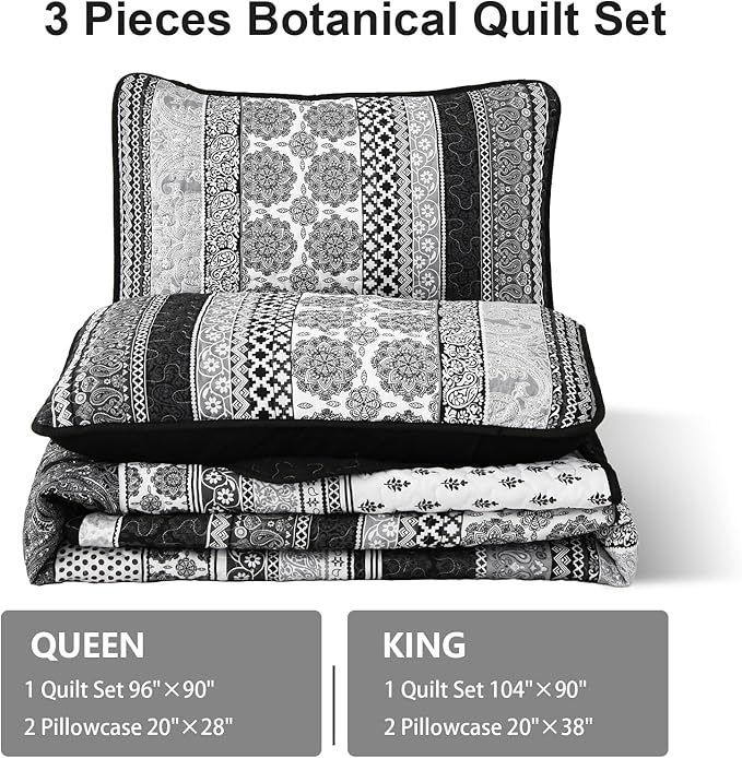 WONGS BEDDING Boho Quilt Set Full Size, Lightweight Microfiber Bedspread - Image 7