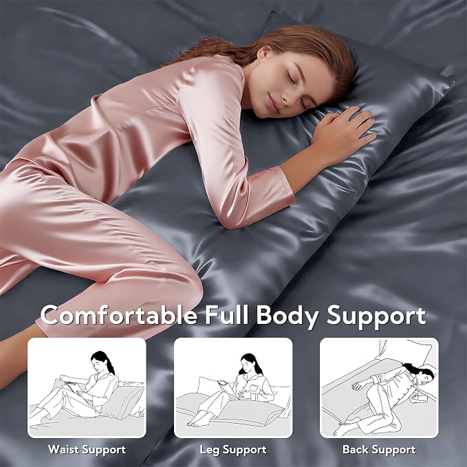 MR&HM Satin Body Pillow Cover, Soft and Breathable Body Pillow Case - Image 5