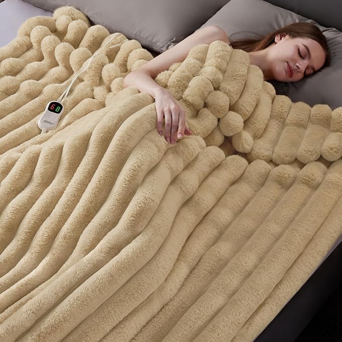 Heated Throw Blanket, Faux Fur Cozy Heating Blanket - Image 6