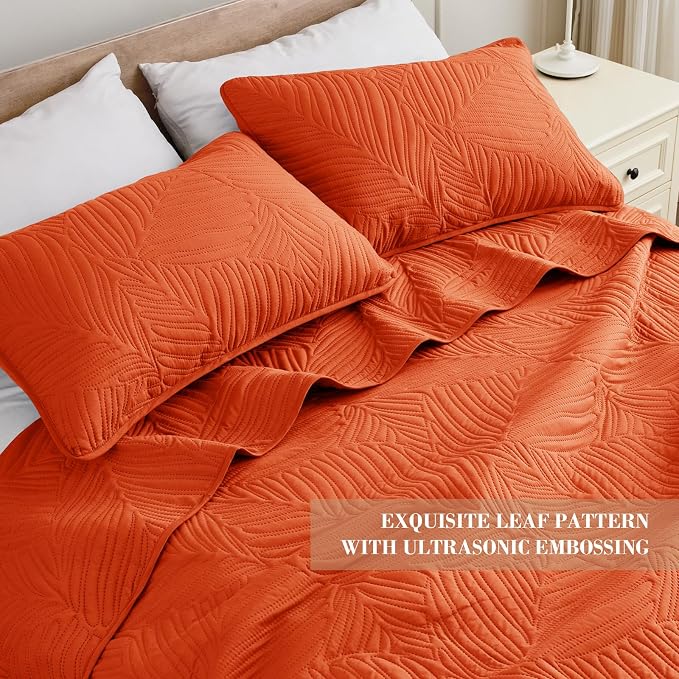 Exclusivo Mezcla Twin Quilt Bedding Set, Lightweight Burnt Orange Quilts Twin - Image 3