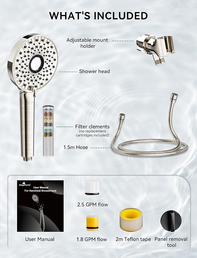 Magichome Shower Head with Handheld, High Pressure 10-Spd Detachable Chrome - Image 8
