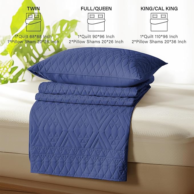 akkialla Twin Size Quilt Bedding Set, Modern Style Geoetric Pattern Coverlet Set - Image 6