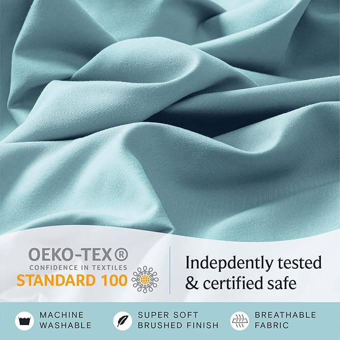LuxClub 4 PC Full Size Sheet Set Deep Pockets 18" Wrinkle Free Cooling Sheets - Image 5