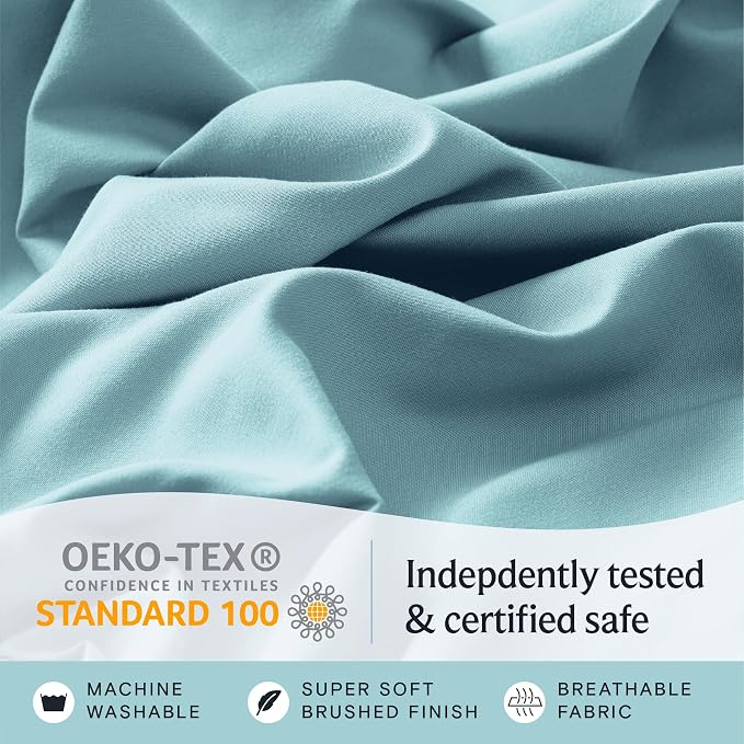 LuxClub 4 PC King Size Sheet Set Deep Pockets 18" Wrinkle Free Cooling Sheets - Image 5
