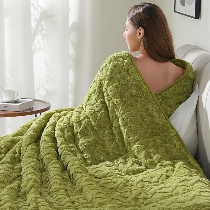 Drewin Weighted Blanket Twin Size 15 lbs, Cozy Jacquard Sherpa Weighted Blankets by Home