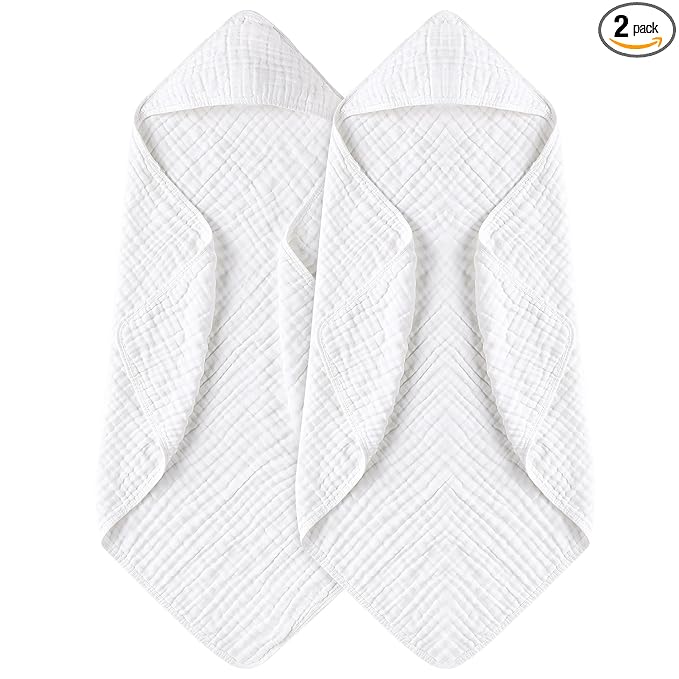 Yoofoss Hooded Baby Towels for Newborn 2 Pack 100% Muslin Organic Cotton Baby by YOOFOSS
