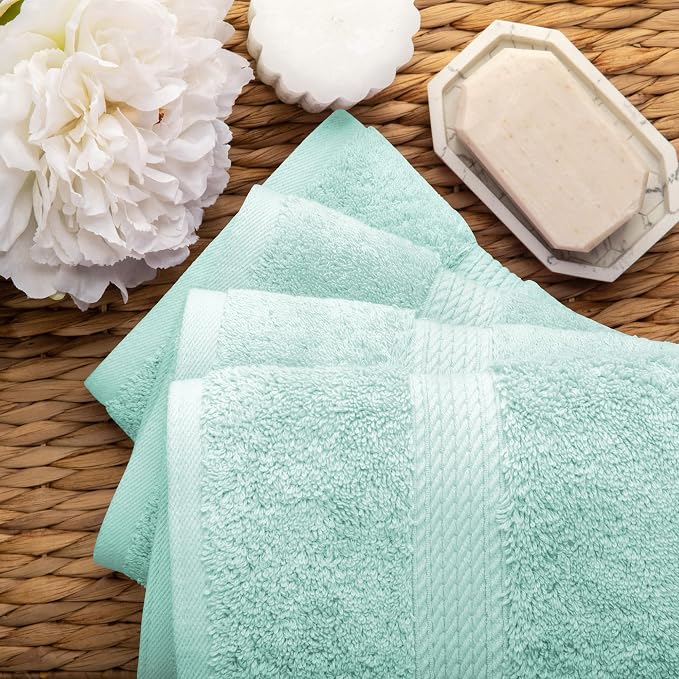 SUPERIOR Egyptian Cotton Pile Hand Towel Set of 4, Ultra Soft Luxury Towels - Image 5