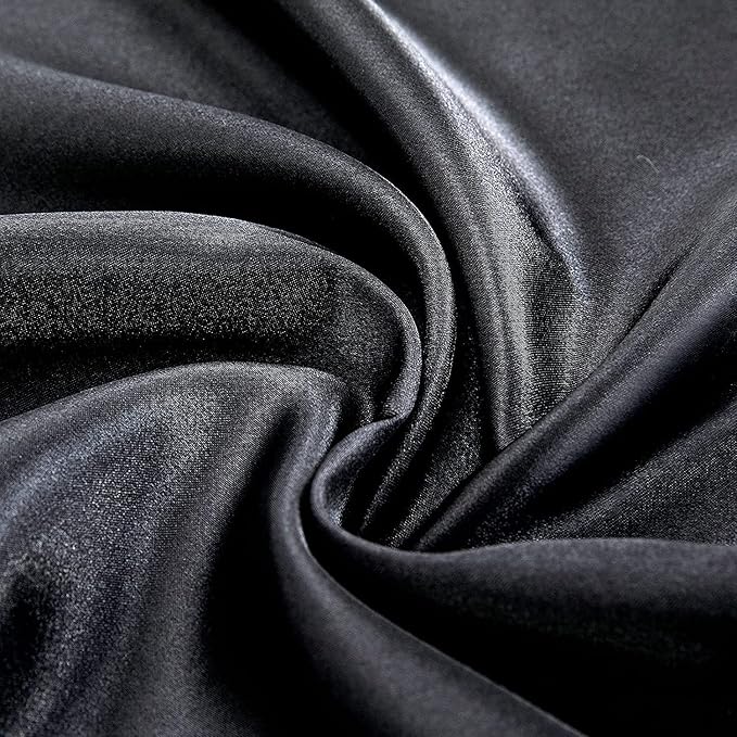 Homiest Black Satin King Flat Sheet, Silky Bedding Top Sheet - Image 3