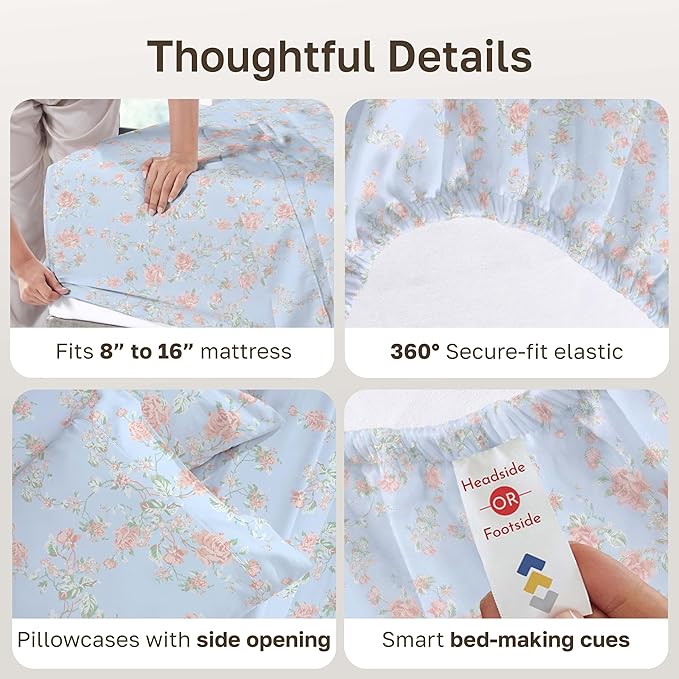 California Design Den Soft Cotton Bed Sheets King Size Set, 400 TC Good - Image 5