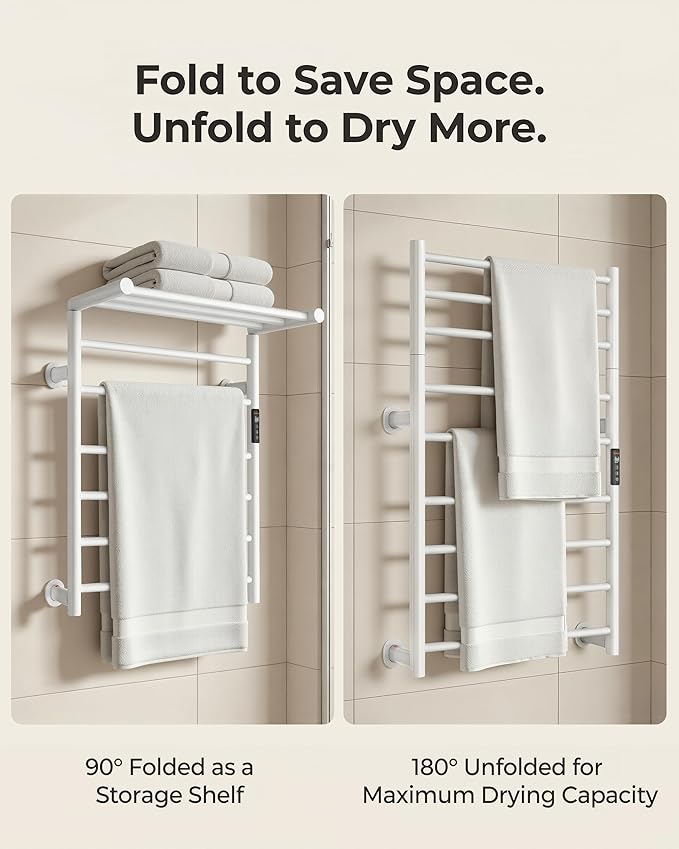 Foldable Heated Towel Rack, Dual-Zone Electric Towel Warmer Rack - Image 3