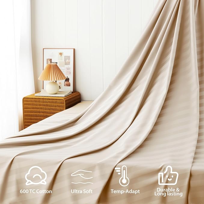 Cotton Flat Sheets Only, 600 TC 100% Cotton Flat Sheet Top Sheet Only, Full - Image 4