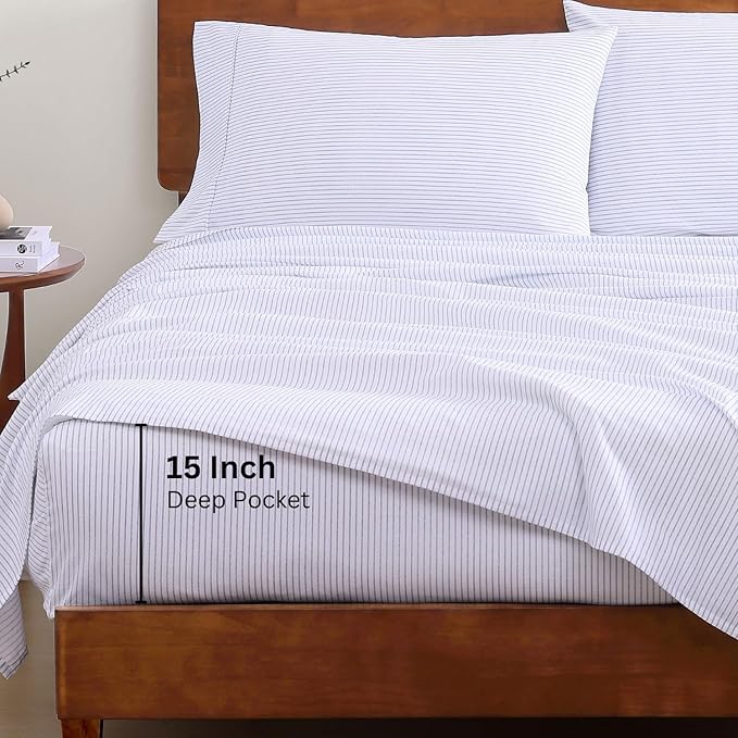LANE LINEN 100% Organic Cotton Full Sheet Set, Low Pilling Fade Resistant - Image 4