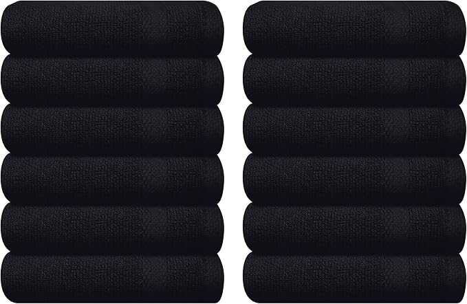 GLAMBURG Ultra Soft 12-Piece Washcloths Set 13x13-100% Ringspun Cotton by GLAMBURG