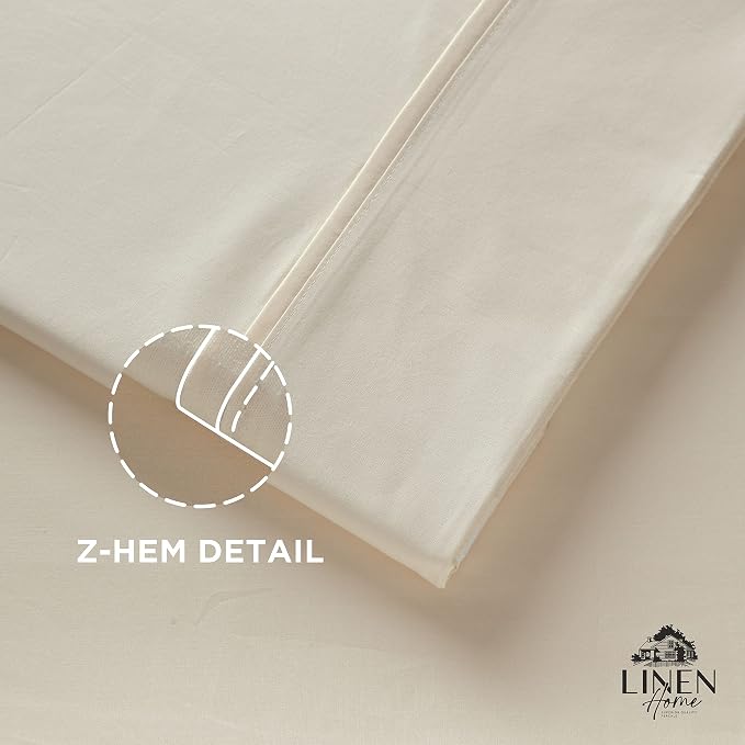 Linen Home 100% Cotton Percale 1 Flat Sheet, Full Size - Image 3
