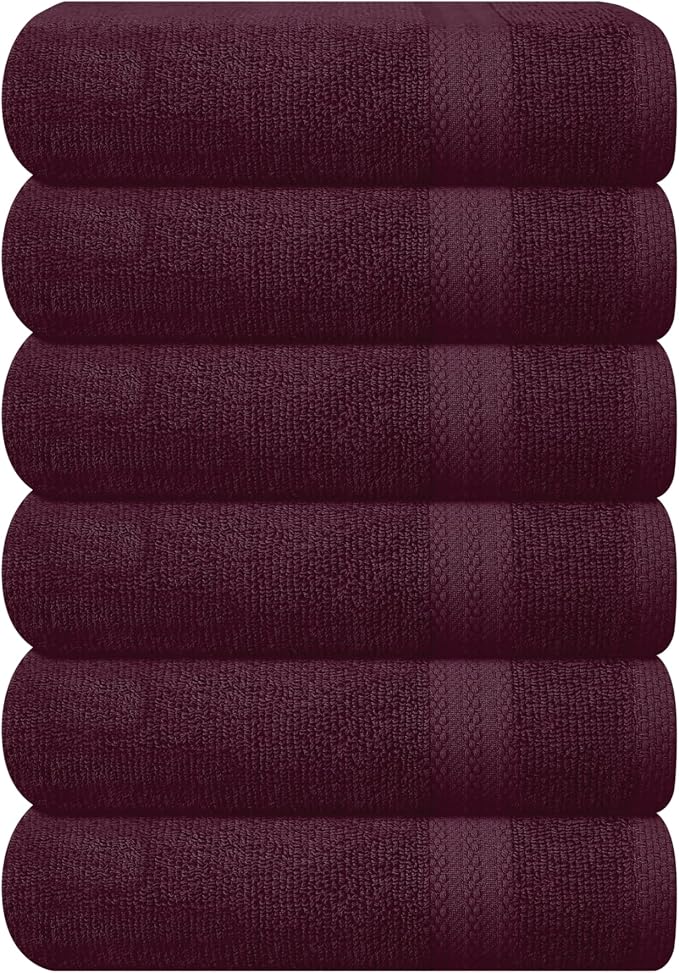 GLAMBURG Ultra Soft 6-Piece Hand Towel Set 16x28-100% Ringspun Cotton by GLAMBURG