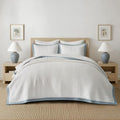 EVERGRACE Cotton Border Frame Tack-Stitch Quilt Bedding Set King Size, Coastal by EVERGRACEHOME