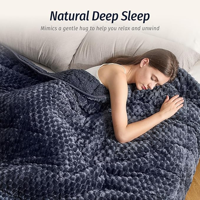 Wemore Fleece Weighted Blanket for Adults, Dual Sided Cozy Soft Sherpa Heavy - Image 3