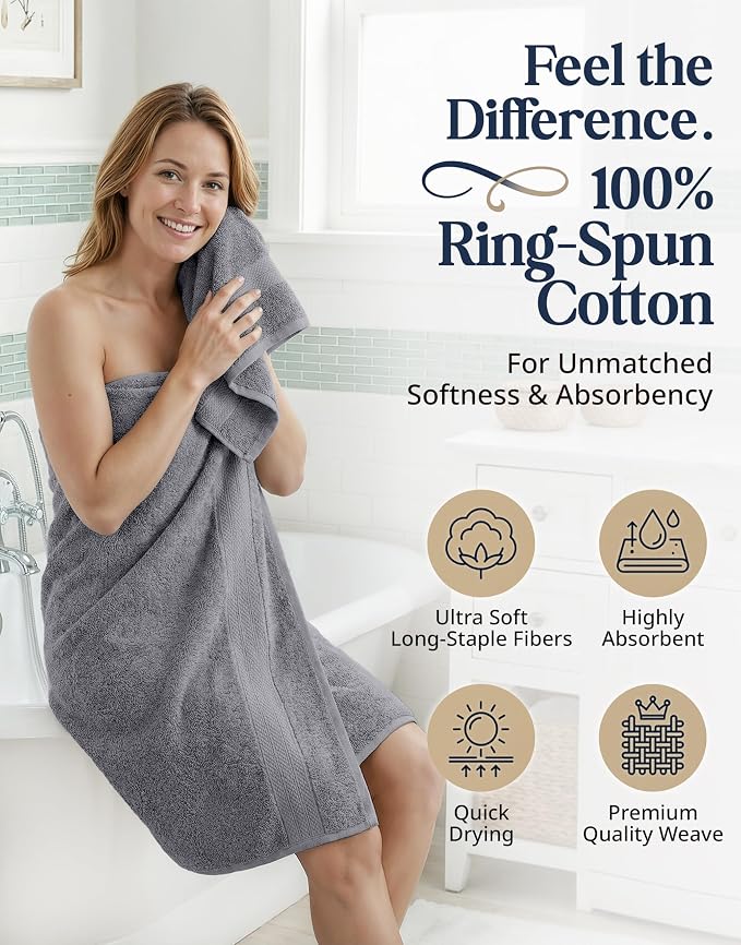LANE LINEN 100% Cotton Towels Set - Image 2