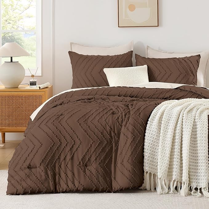 Andency Brown California King Comforter Set, Boho Cal King Soft Warm Tufted by Andency