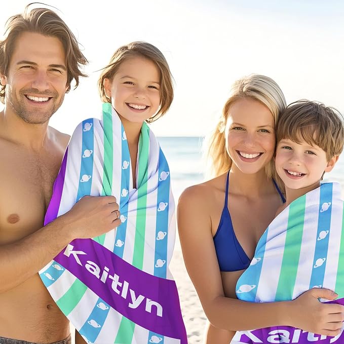 JML Custom Beach Towel with Name, Personalized Microfiber Beach Towel with Name - Image 4