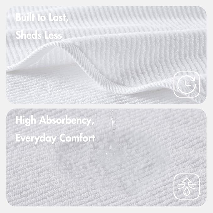 Madison Park Bathroom Towel Set of 6 Diagonal Ribbed, 500 GSM - Image 4
