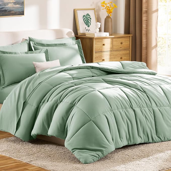 CozyLux Full Size Comforter Sets Sage Green - Image 9