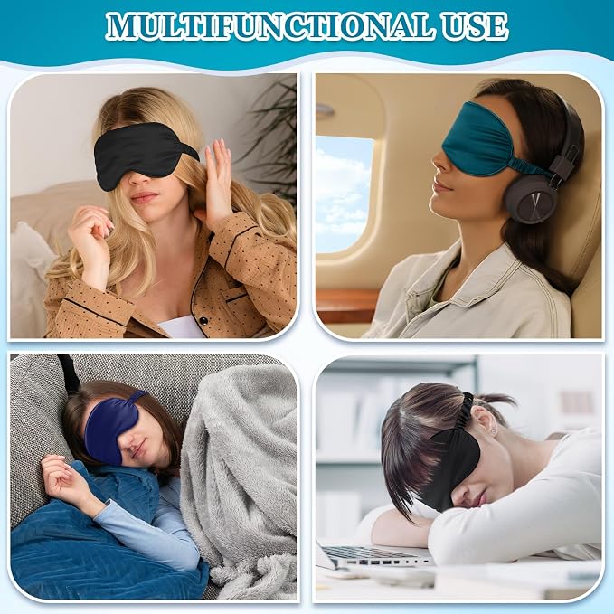 Cutecrop 12 Pcs Silk Sleep Masks Soft Satin Eye Masks - Image 7