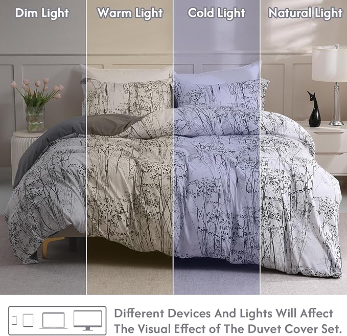 LONAVA Queen Botaincal 3 Pcs Duvet Cover Set, Breathable Soft Microfiber Deep - Image 5