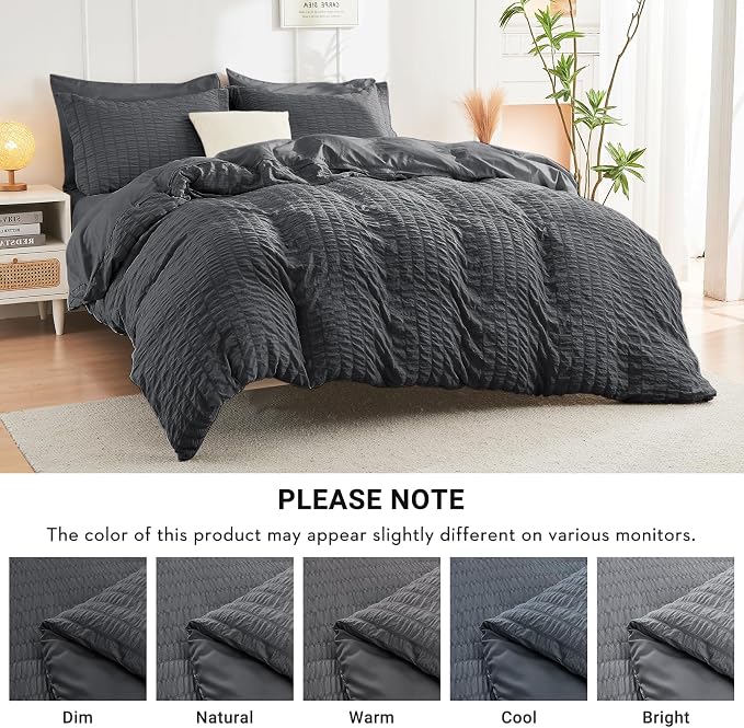 HYMOKEGE Oversized King Comforter Set Seersucker 7 Pieces, All Season Luxury - Image 7