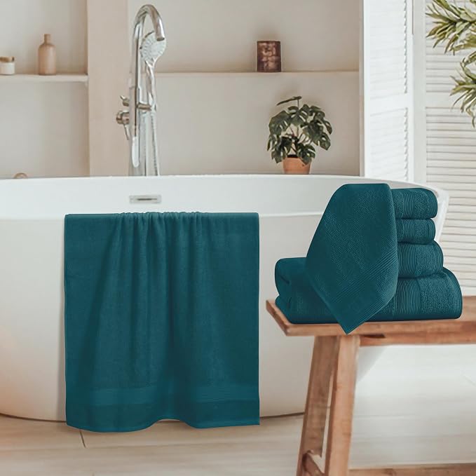 Belizzi Home 8 Piece Towel Set 100% Ring Spun Cotton, 2 Bath Towels 27x54 - Image 3